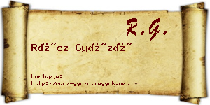 Rácz Győző névjegykártya
